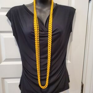 Long Yellow 5 Strand 26" Beaded Necklace